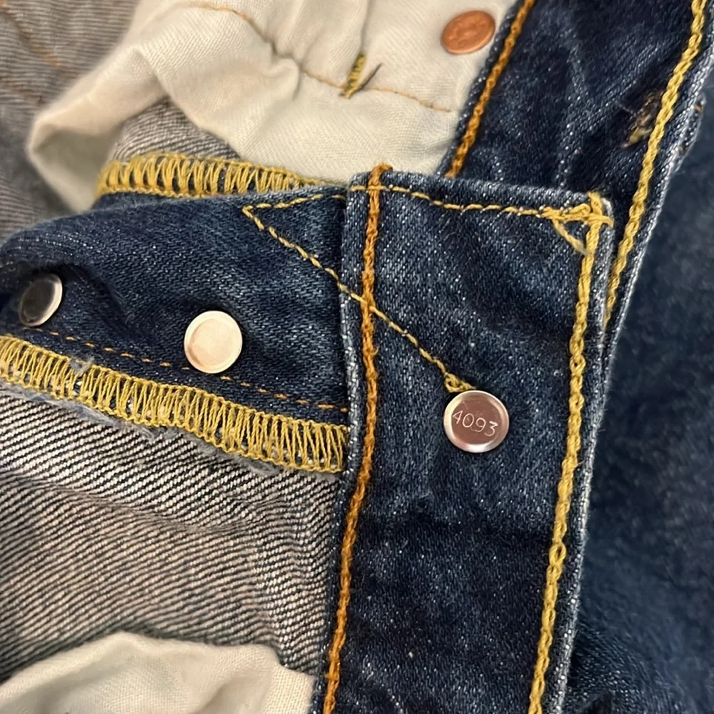 LEVI’S 501 DARKWASH STRAIGHT LEG BUTTON FLY COTTON JEANS SIZE 30x29